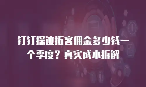 钉钉探迹拓客佣金多少钱一个季度？真实成本拆解