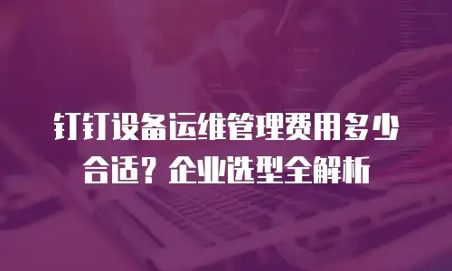 钉钉设备运维管理费用多少合适？企业选型全解析