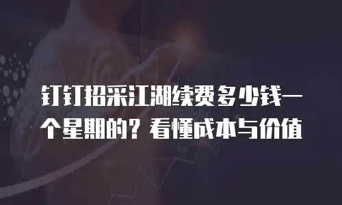 钉钉招采江湖续费多少钱一个星期的？看懂成本与价值
