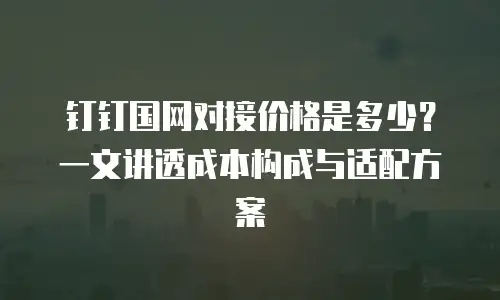 钉钉国网对接价格是多少？一文讲透成本构成与适配方案