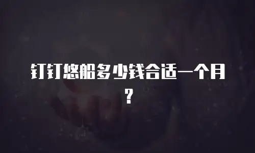 钉钉悠船多少钱合适一个月？