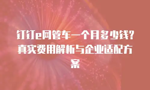 钉钉e网管车一个月多少钱？真实费用解析与企业适配方案