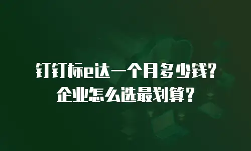 钉钉标e达一个月多少钱？企业怎么选最划算？