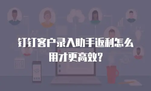 钉钉客户录入助手返利怎么用才更高效？
