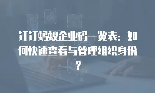 钉钉蚂蚁企业码一览表：如何快速查看与管理组织身份？