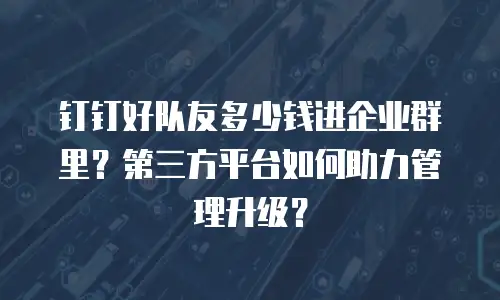钉钉好队友多少钱进企业群里？第三方平台如何助力管理升级？