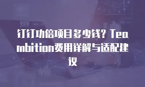 钉钉功倍项目多少钱？Teambition费用详解与适配建议