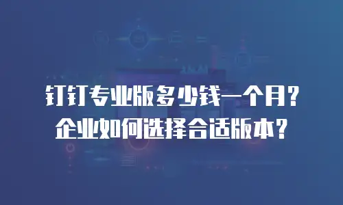 钉钉专业版多少钱一个月？企业如何选择合适版本？