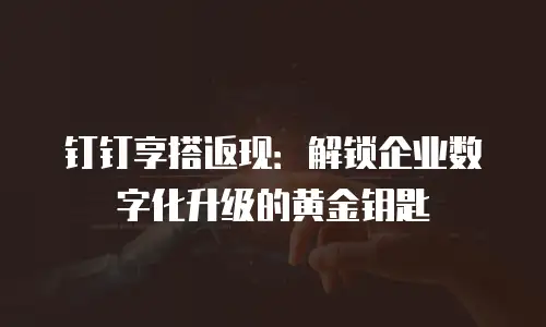 钉钉享搭返现：解锁企业数字化升级的黄金钥匙
