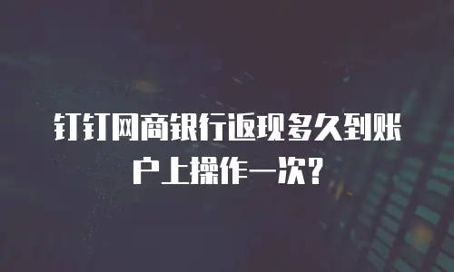 钉钉网商银行返现多久到账户上操作一次？