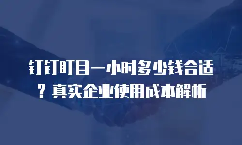 钉钉盯目一小时多少钱合适？真实企业使用成本解析