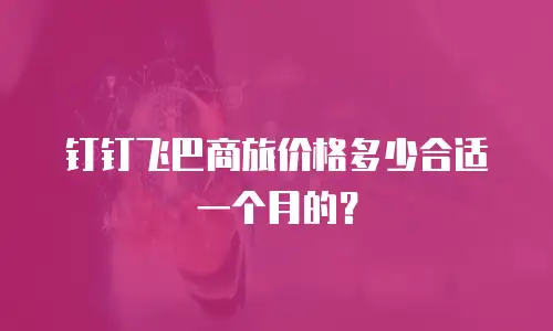 钉钉飞巴商旅价格多少合适一个月的？