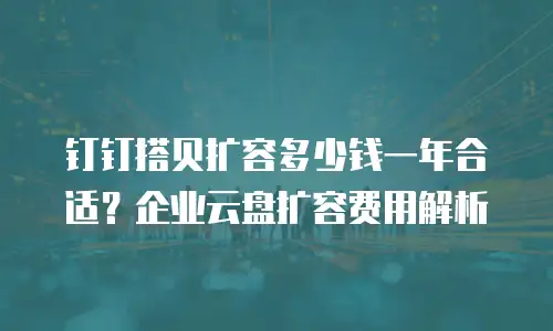 钉钉搭贝扩容多少钱一年合适？企业云盘扩容费用解析