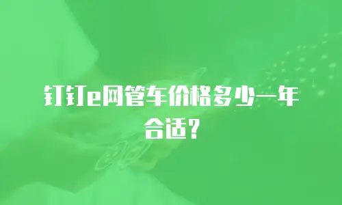 钉钉e网管车价格多少一年合适？