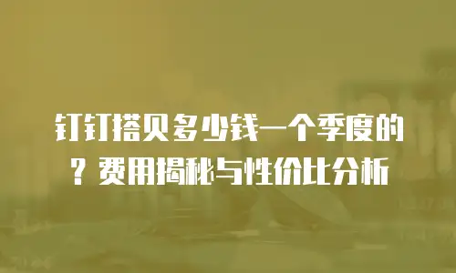 钉钉搭贝多少钱一个季度的？费用揭秘与性价比分析