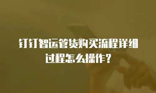 钉钉智运管货购买流程详细过程怎么操作？