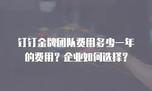 钉钉金牌团队费用多少一年的费用？企业如何选择？