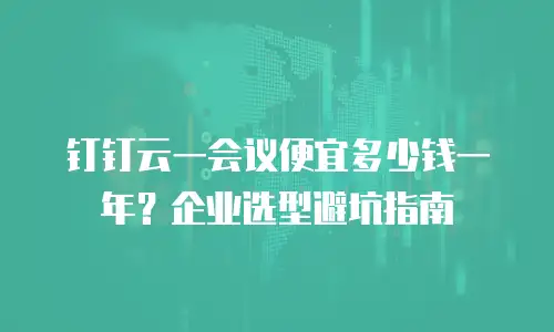 钉钉云一会议便宜多少钱一年？企业选型避坑指南