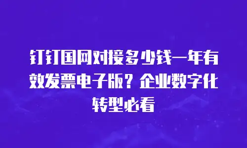 钉钉国网对接多少钱一年有效发票电子版？企业数字化转型必看
