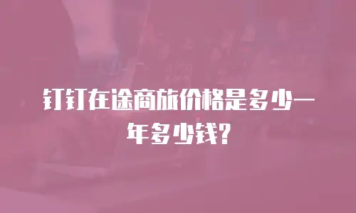 钉钉在途商旅价格是多少一年多少钱？