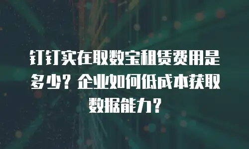 钉钉实在取数宝租赁费用是多少？企业如何低成本获取数据能力？