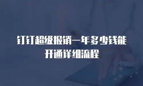 钉钉超级报销一年多少钱能开通详细流程