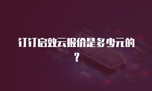 钉钉启效云报价是多少元的？