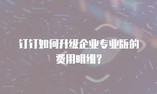 钉钉如何升级企业专业版的费用明细？