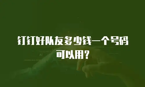 钉钉好队友多少钱一个号码可以用？