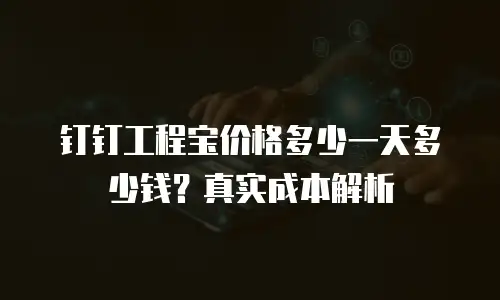 钉钉工程宝价格多少一天多少钱？真实成本解析