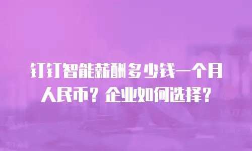 钉钉智能薪酬多少钱一个月人民币？企业如何选择？