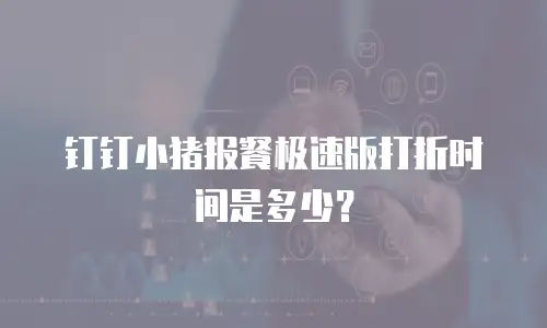 钉钉小猪报餐极速版打折时间是多少？