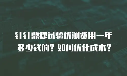钉钉鼎捷试验优测费用一年多少钱的？如何优化成本？