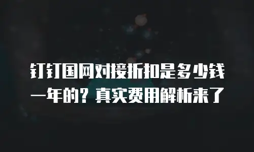 钉钉国网对接折扣是多少钱一年的？真实费用解析来了