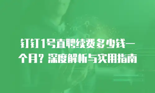 钉钉1号直聘续费多少钱一个月？深度解析与实用指南