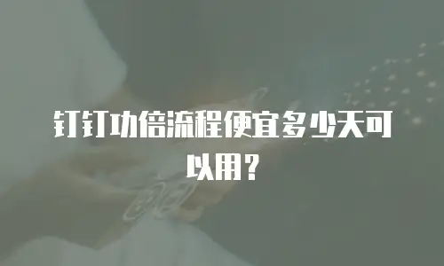 钉钉功倍流程便宜多少天可以用？