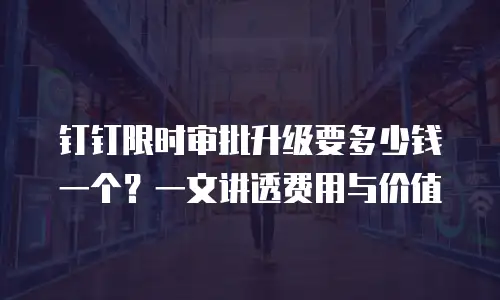 钉钉限时审批升级要多少钱一个？一文讲透费用与价值