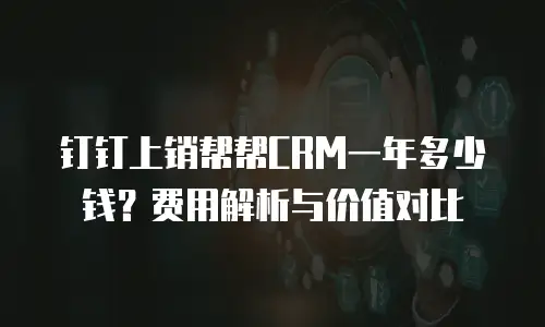 钉钉上销帮帮CRM一年多少钱？费用解析与价值对比
