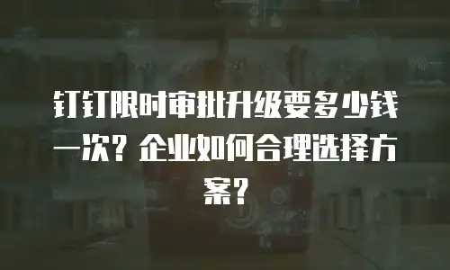 钉钉限时审批升级要多少钱一次？企业如何合理选择方案？