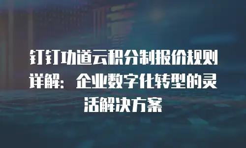 钉钉功道云积分制报价规则详解：企业数字化转型的灵活解决方案