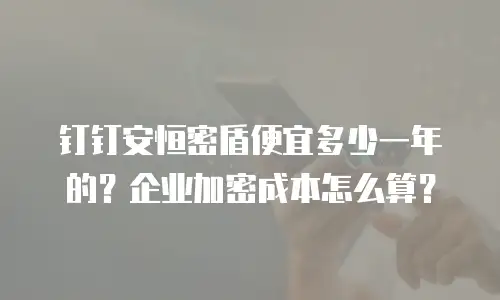 钉钉安恒密盾便宜多少一年的？企业加密成本怎么算？