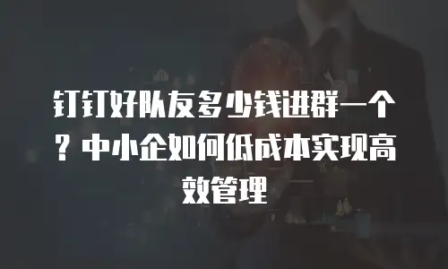 钉钉好队友多少钱进群一个？中小企如何低成本实现高效管理