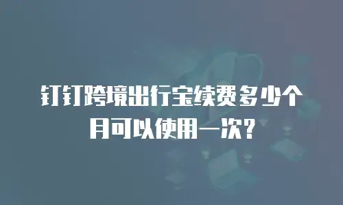 钉钉跨境出行宝续费多少个月可以使用一次？