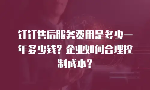 钉钉售后服务费用是多少一年多少钱？企业如何合理控制成本？