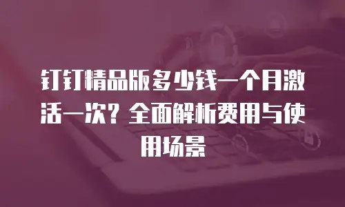 钉钉精品版多少钱一个月激活一次？全面解析费用与使用场景