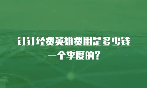钉钉经费英雄费用是多少钱一个季度的？
