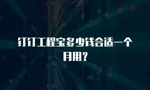 钉钉工程宝多少钱合适一个月用？