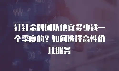 钉钉金牌团队便宜多少钱一个季度的？如何选择高性价比服务