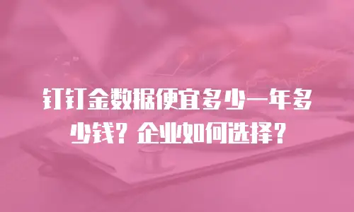 钉钉金数据便宜多少一年多少钱？企业如何选择？