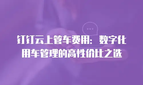 钉钉云上管车费用：数字化用车管理的高性价比之选